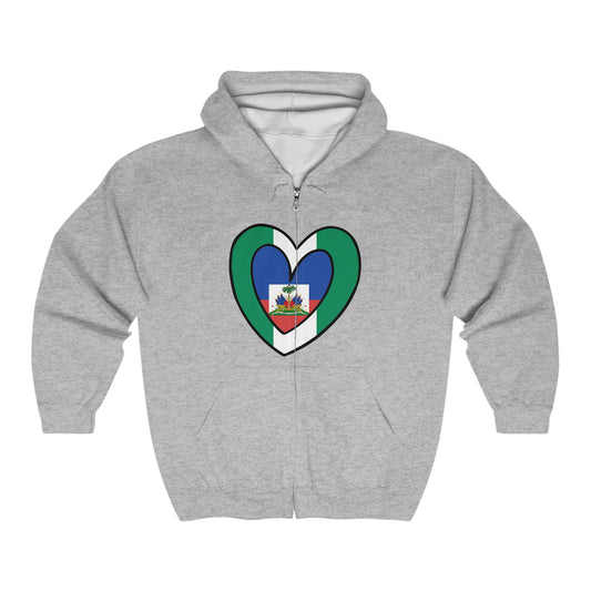 Nigerian Haitian Flag Inner Heart Nigeria Haiti  Zip Hoodie | Hooded Sweatshirt