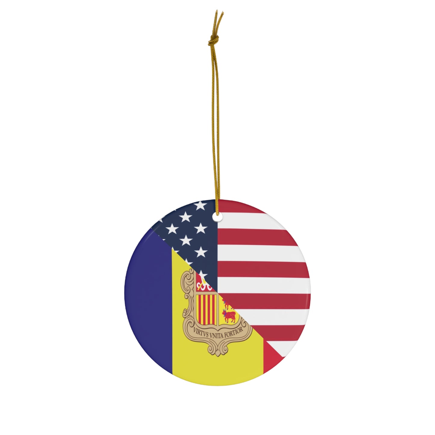 Andorra American Flag Andorran USA Ceramic Ornament | Christmas Tree Ornaments