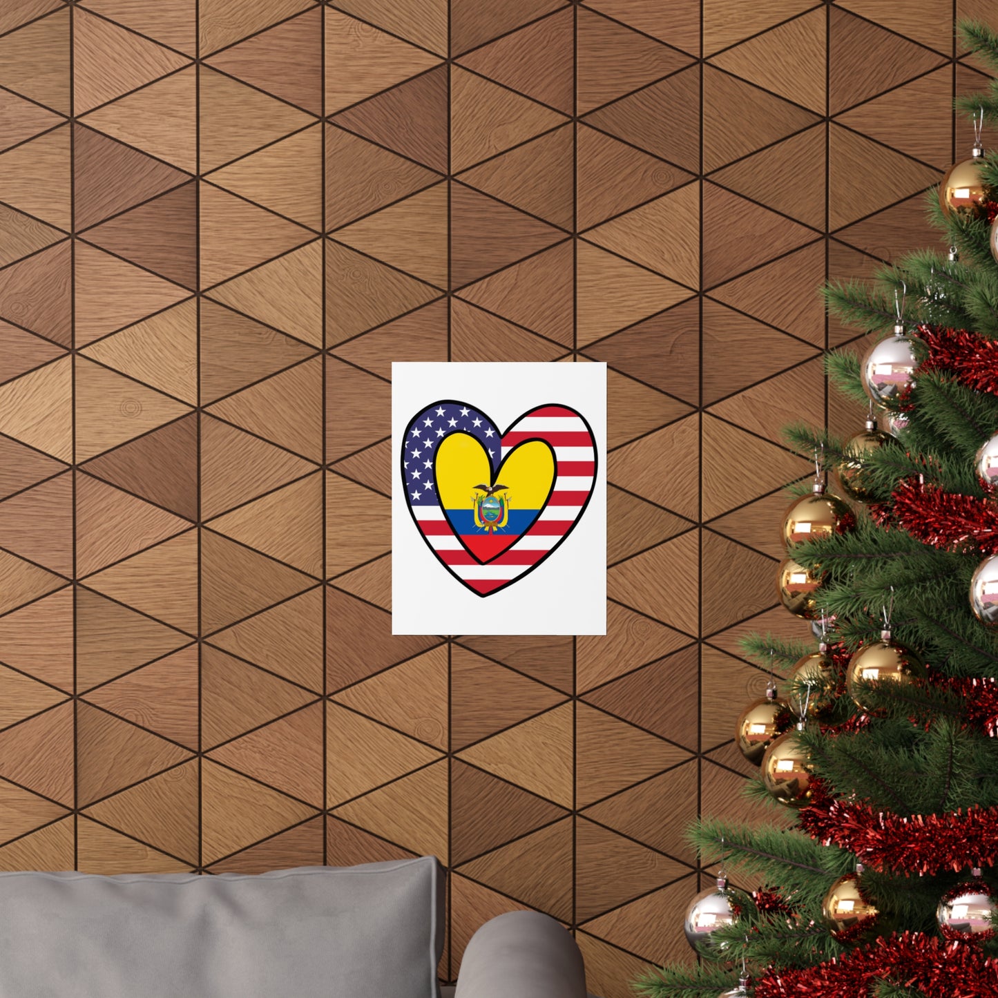 Ecuadorian American Heart Valentines Day Gift Half Ecuador USA Flag Premium Matte Poster