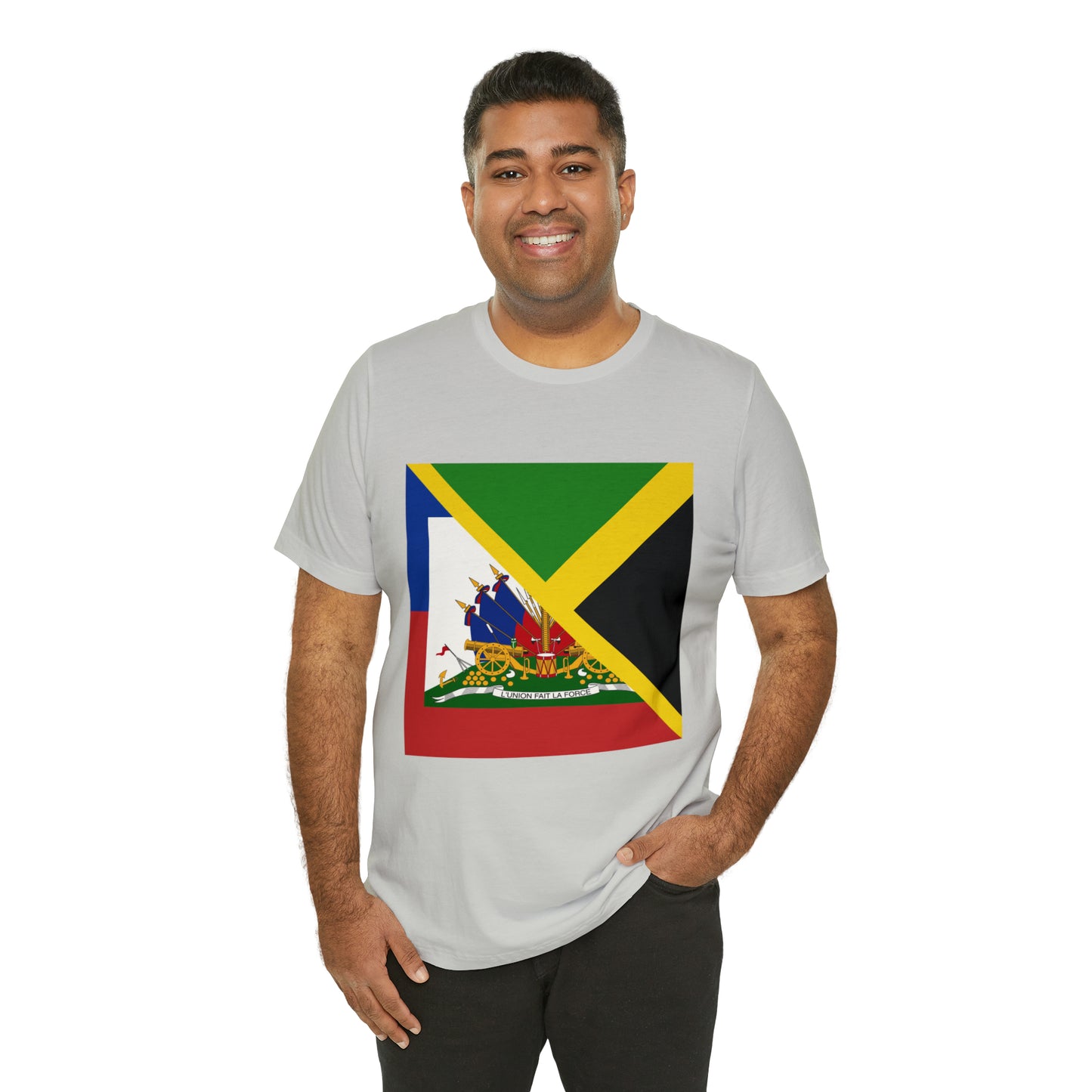 Half Haitian Jamaican Flag Tee | Haiti Jamaica Men Women Shirt