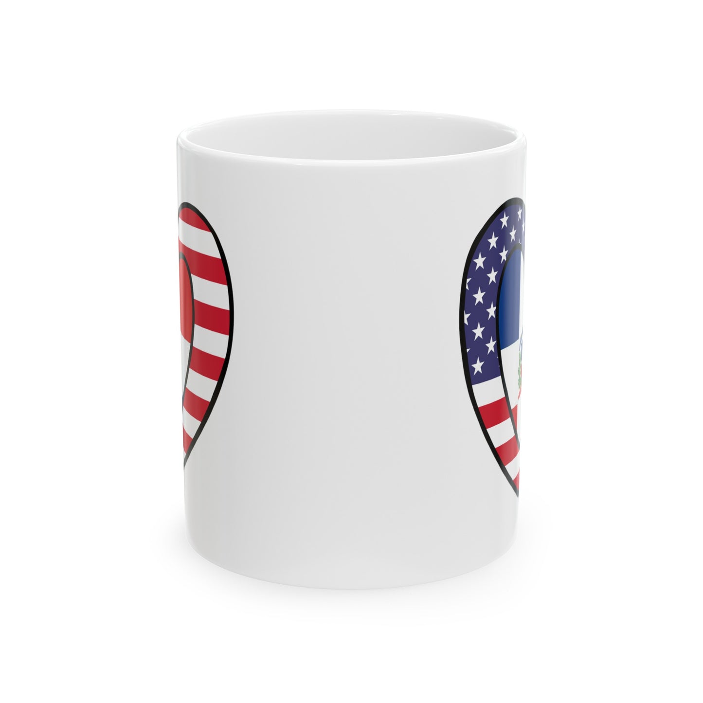 Dominican Republic American Heart Valentines Day Gift Half Dominicano USA Flag Ceramic Mug 11oz, 15oz Cup