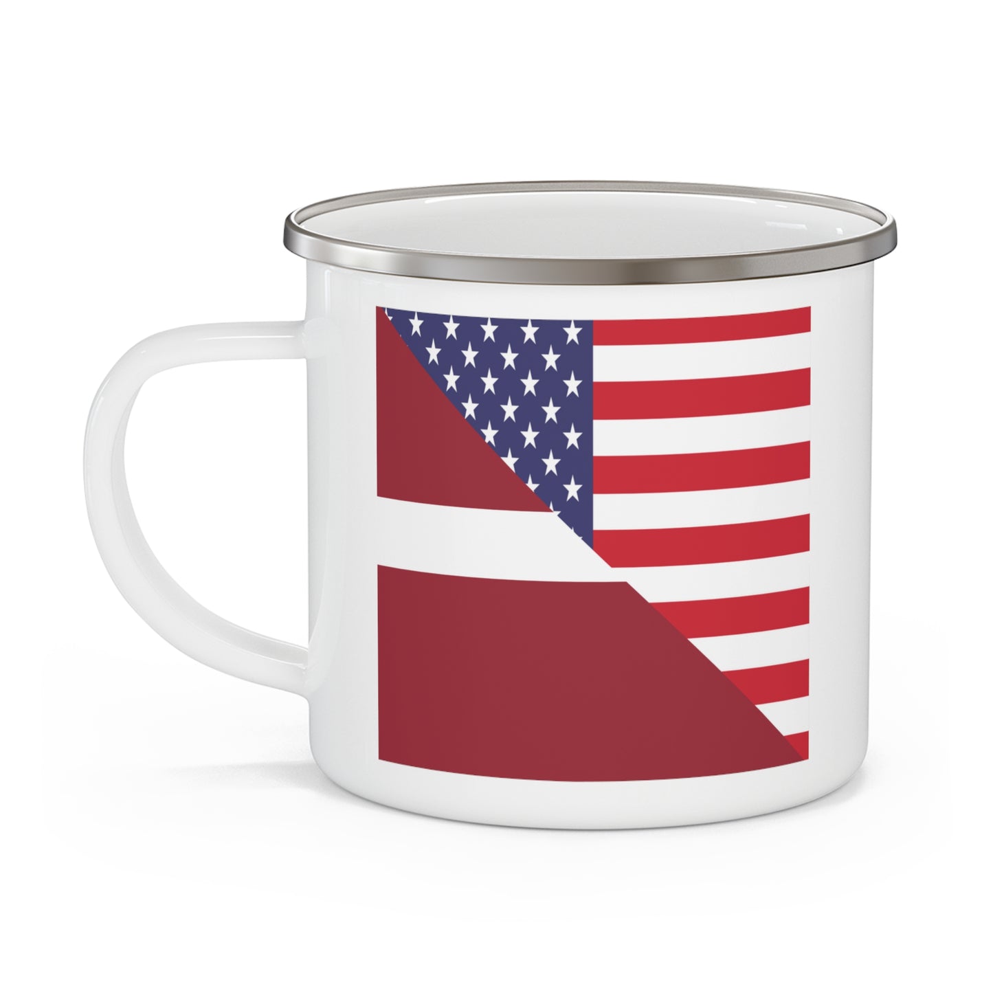 Latvian American Flag Latvia USA 12oz Enamel Mug