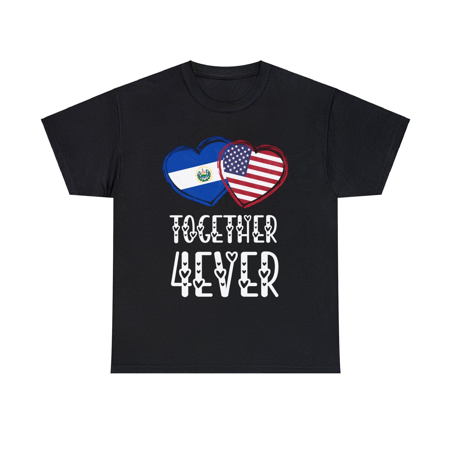 El Salvador Valentines Gift Flag Heart Salvadorian American Together 4ever T-Shirt | Unisex Tee Shirt