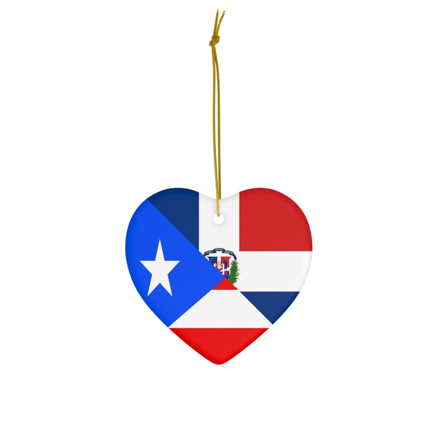 Puerto Rican Dominican Republic Flag Half PR DR Ceramic Ornament | Christmas Tree Ornaments