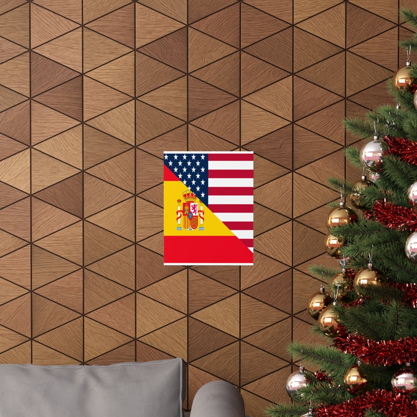 Spain American Flag Half Spanish USA Premium Matte Poster