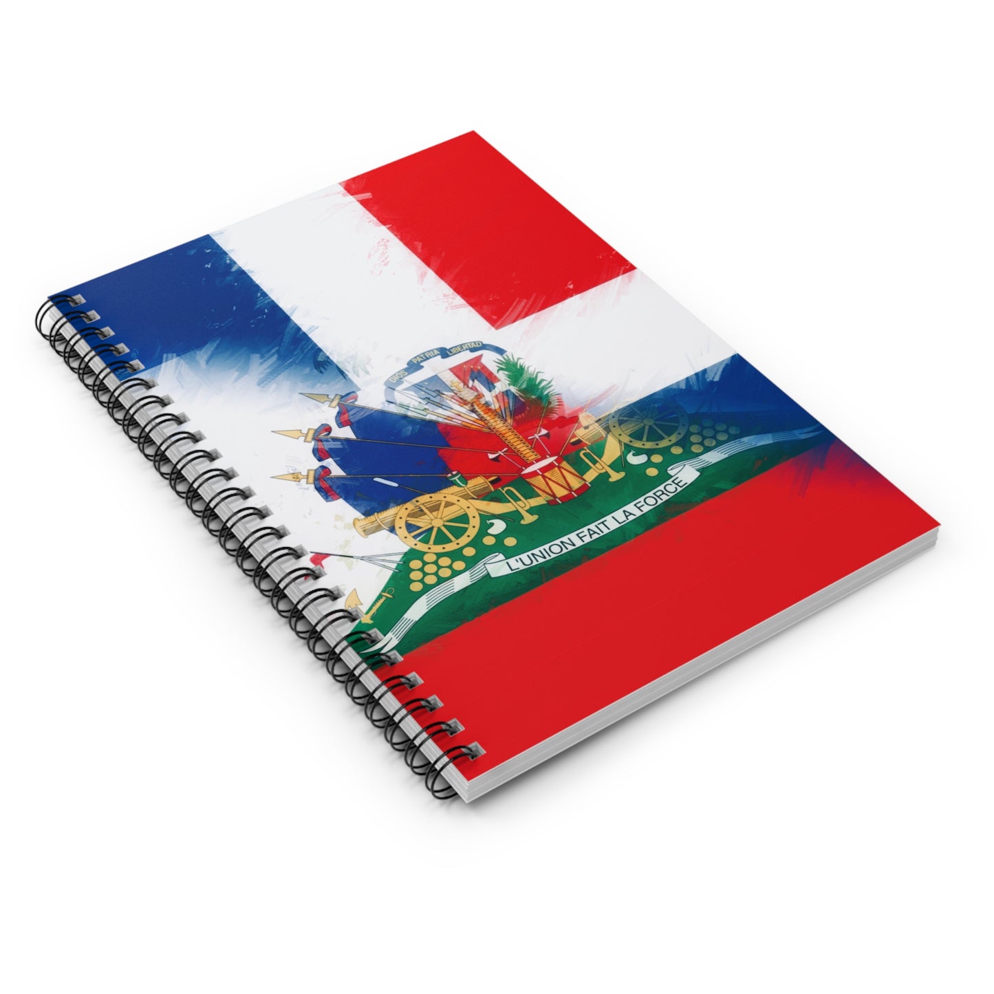 Haiti DR Flag Painted Haitian Dominican Spiral Notebook - Ruled Line