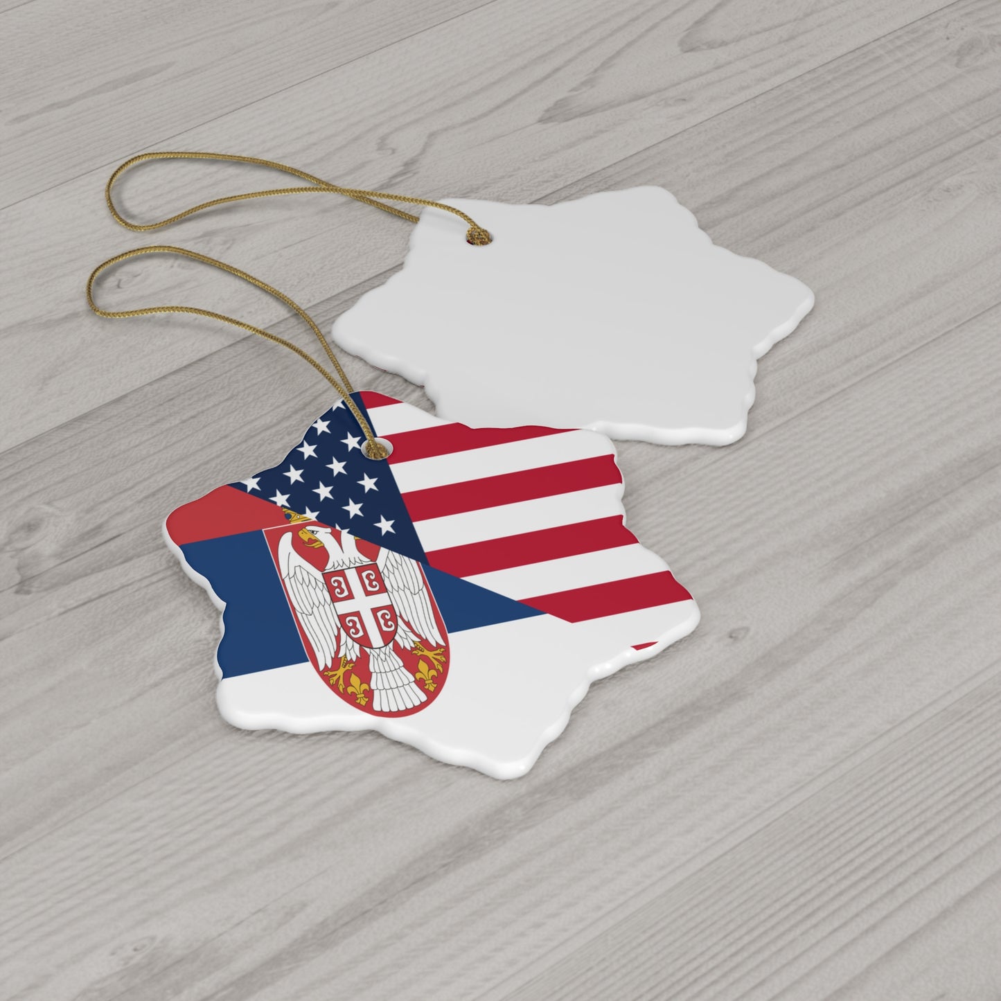 Serbian American Flag Half Serbia USA Ceramic Ornament | Christmas Tree Ornaments