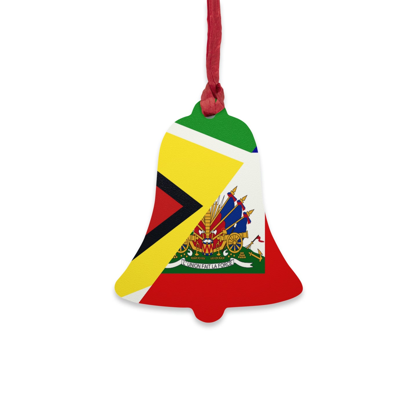 Guyanese Haitian Flag | Half Guyana Haiti Flag Wooden Ornament