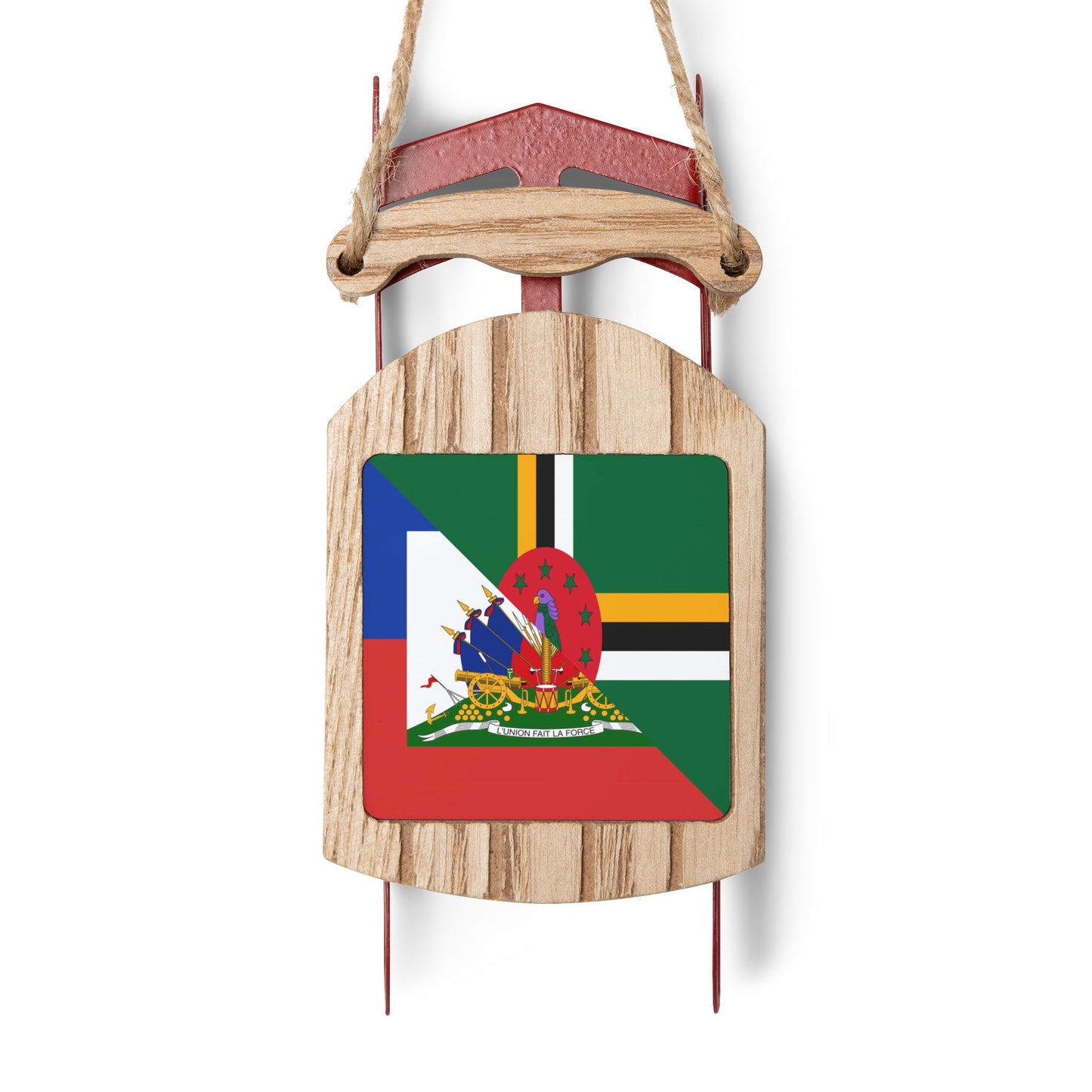 Dominica Haiti Flag Dominican Haitian Sled Ornament Christmas Tree Ornaments