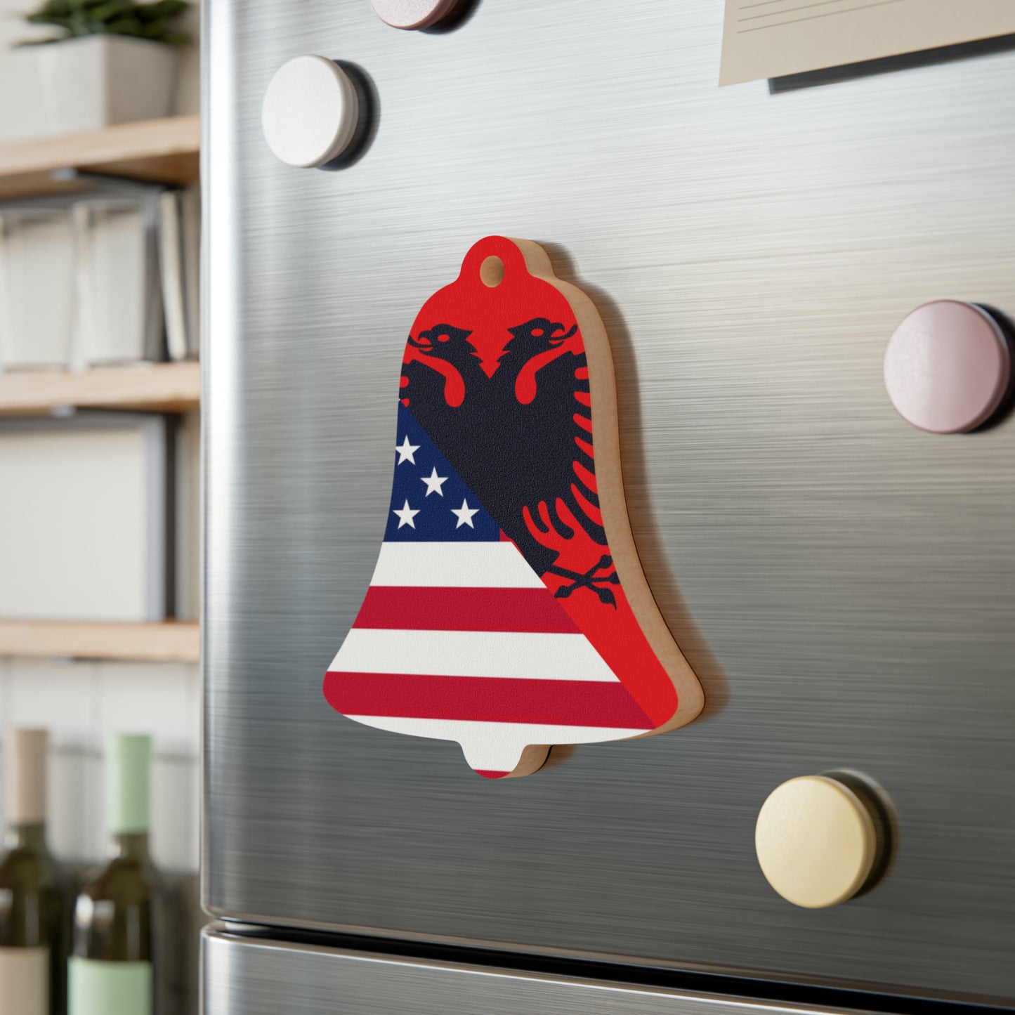 Albanian American Flag Albania USA Wooden Ornament