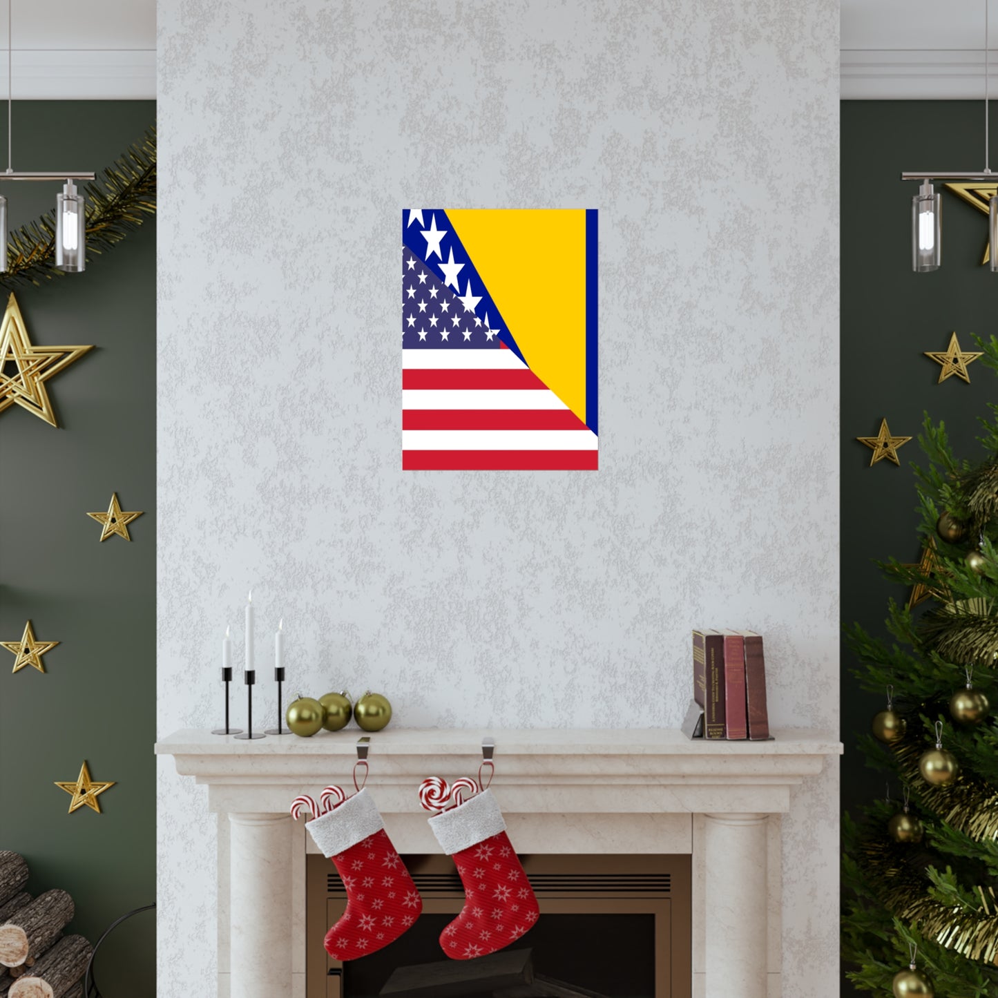 Bosnia Herzegovina American Flag Premium Matte Poster