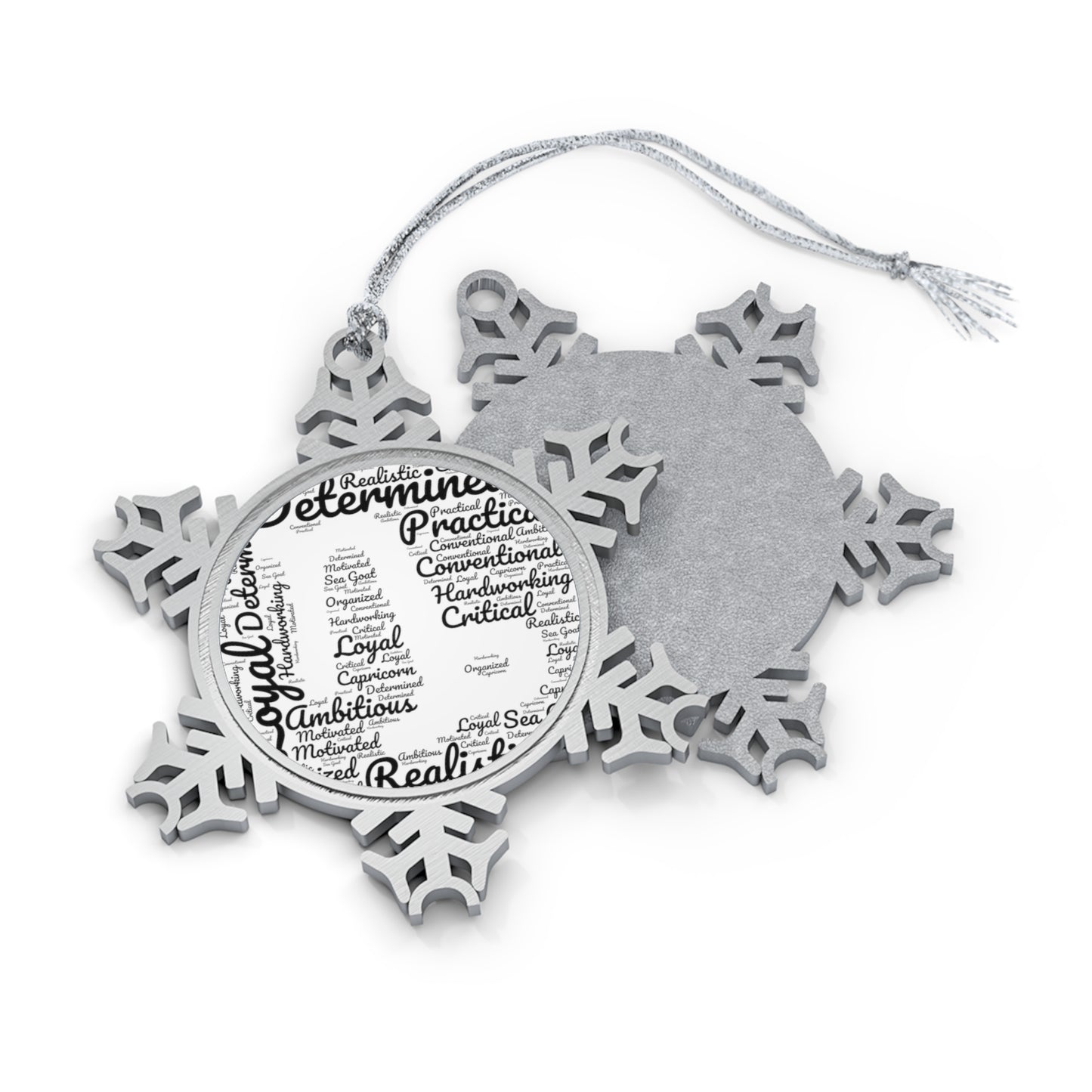 Capricorn Zodiac Sign Shapecloud | Astrology Pewter Snowflake Ornament