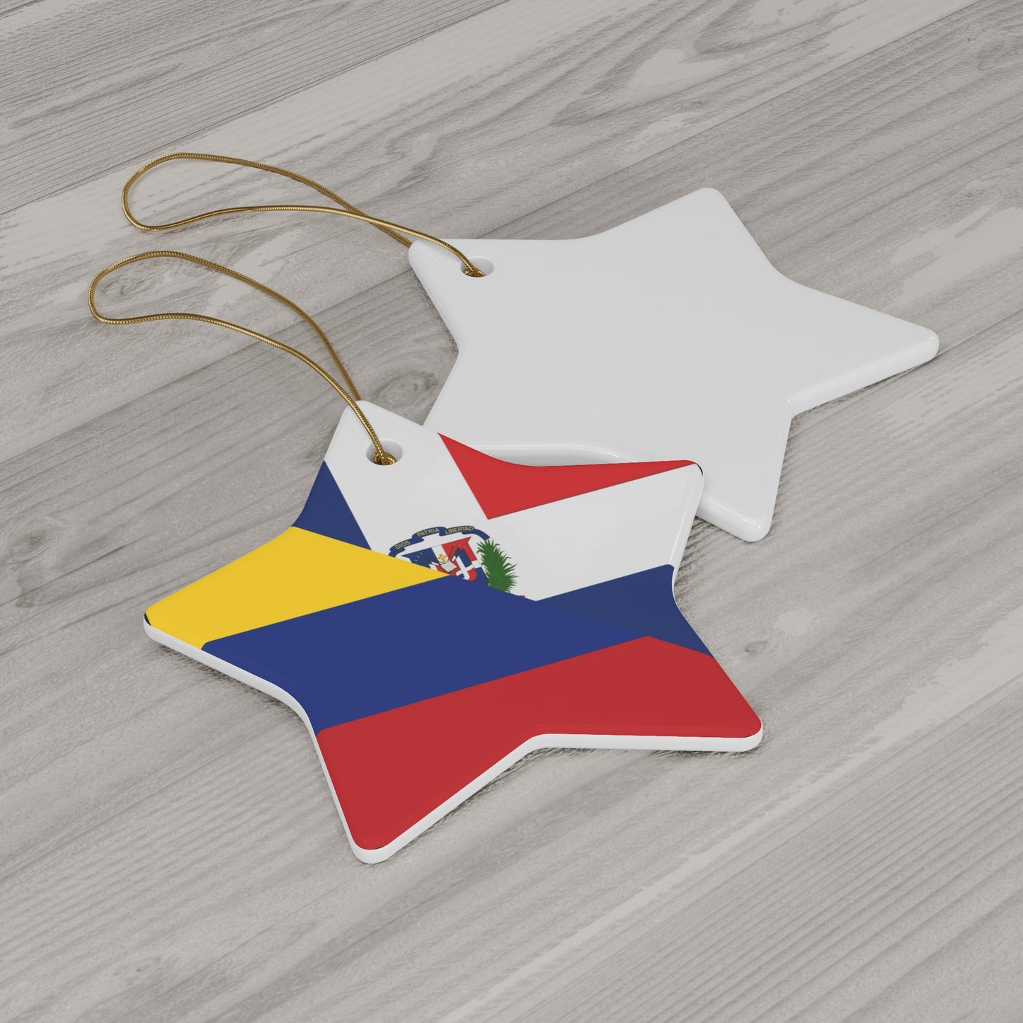 Dominican Colombian Flag Ceramic Ornaments | DR Colombia Dominican Republic Christmas Tree