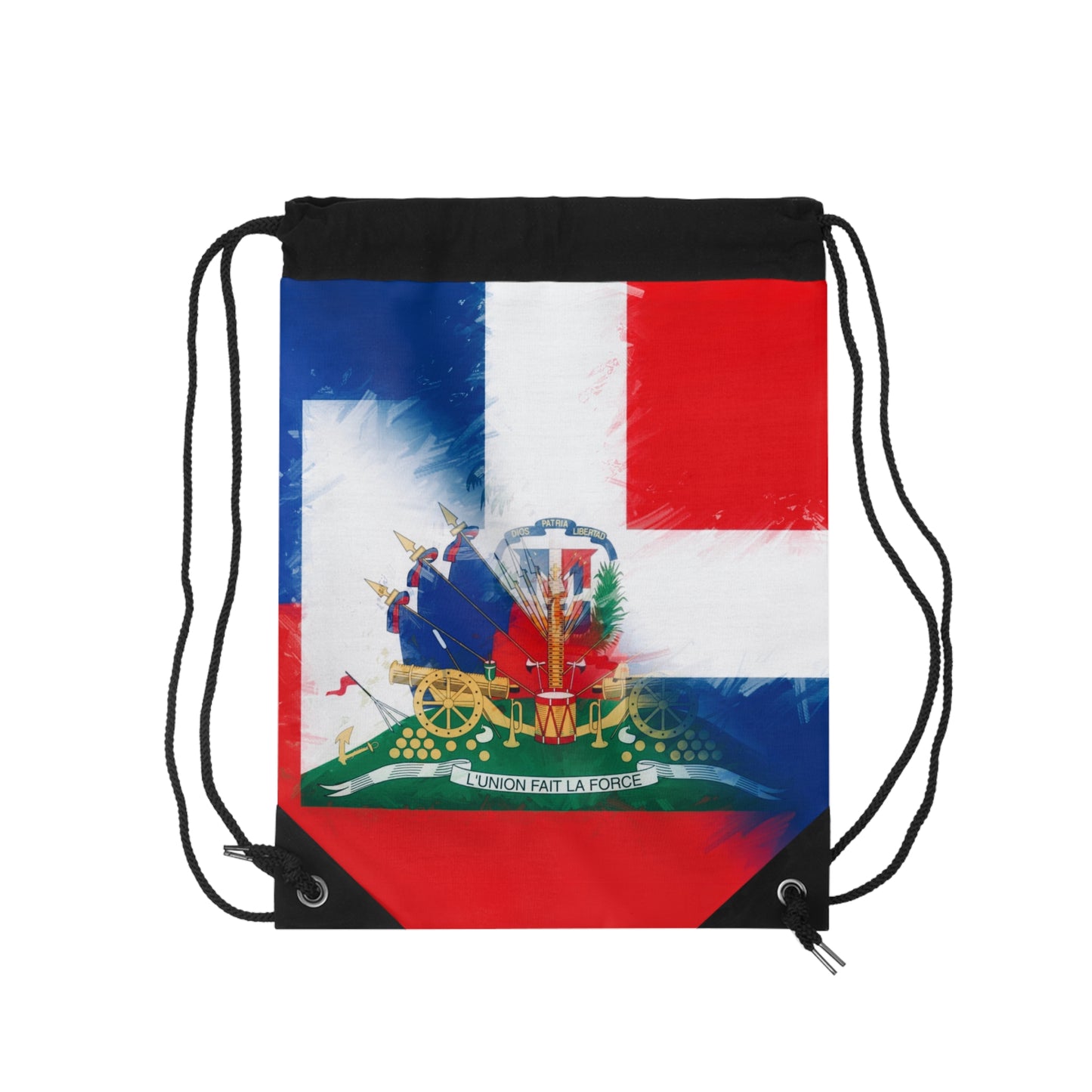 Haiti DR Flag Painted Haitian Dominican Drawstring Bag