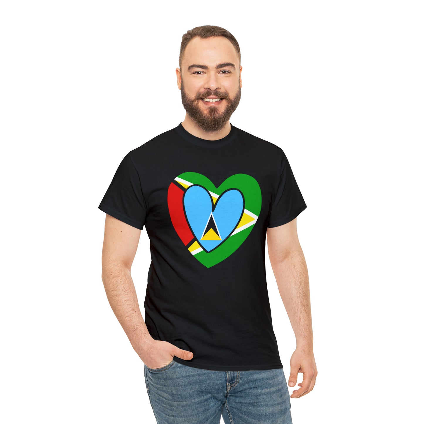 St Lucian Guyanese Heart Flag Guyana T-Shirt | Unisex Tee Shirt