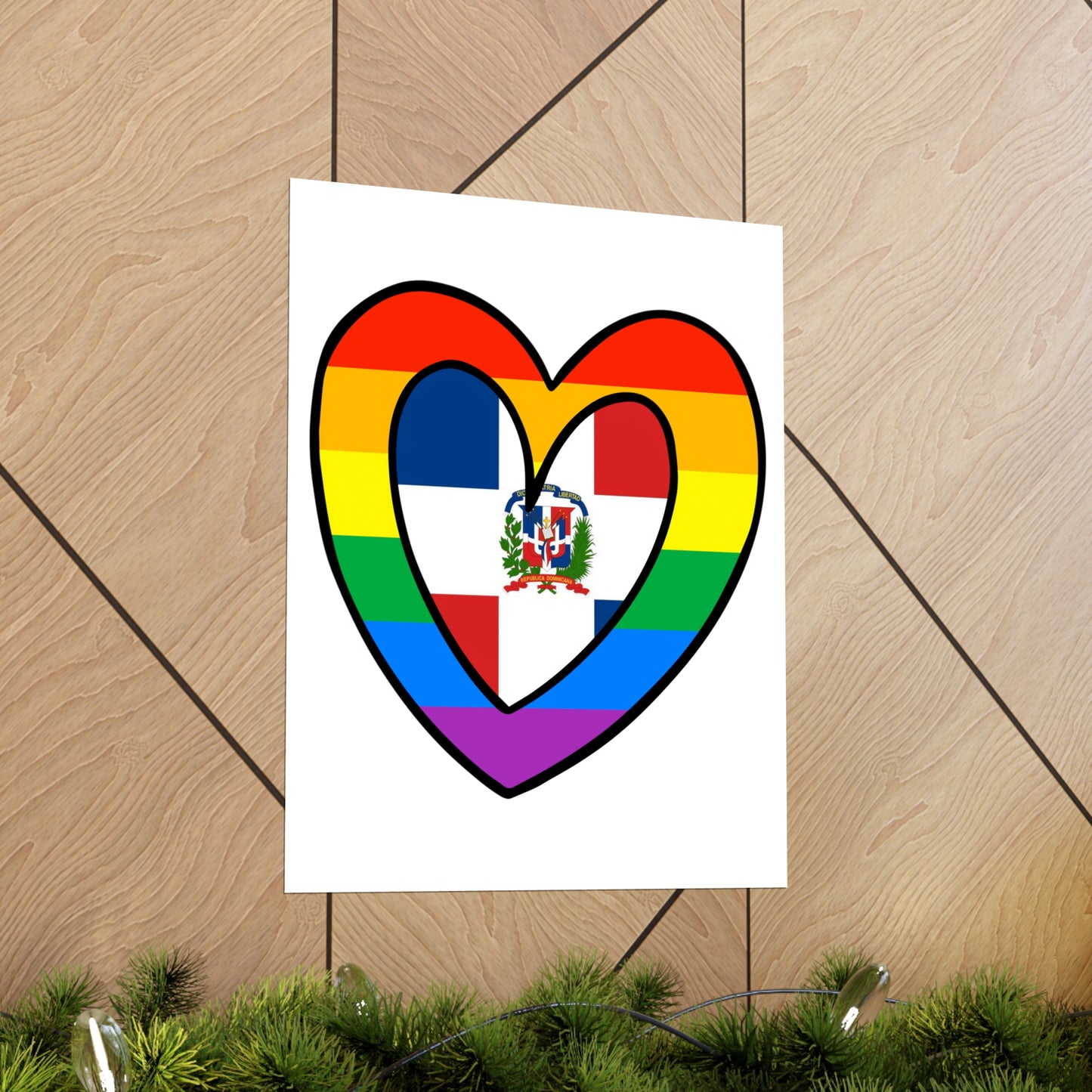 Dominican Rainbow Flag Heart DR Pride Month Premium Matte Poster