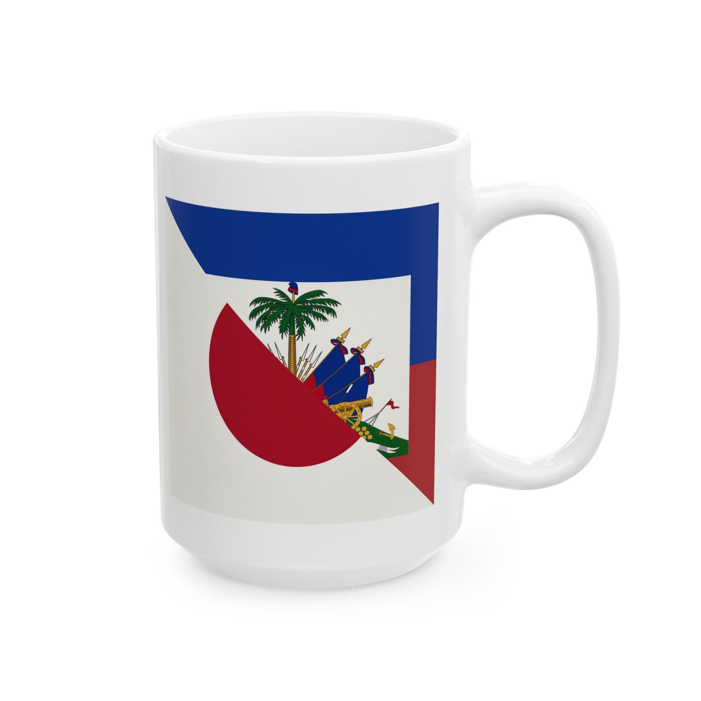 Haitian Japanese Flag | Half Haiti Japan Ceramic Mug 11oz, 15oz Cup