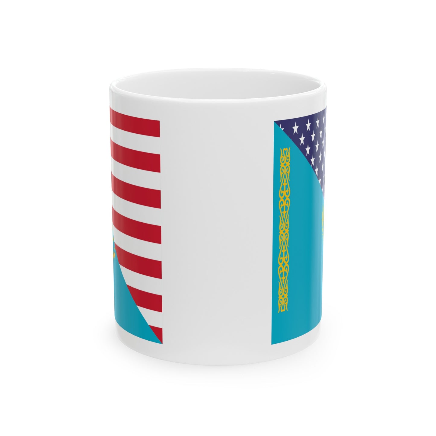 Kazakhstan American Flag USA Ceramic Mug 11oz, 15oz Cup