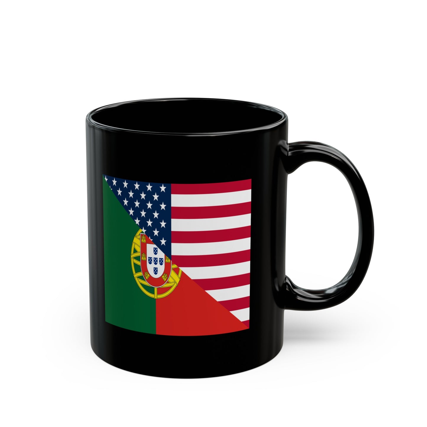 Portugal American Flag Half Portuguese USA Black Mug (11oz, 15oz)