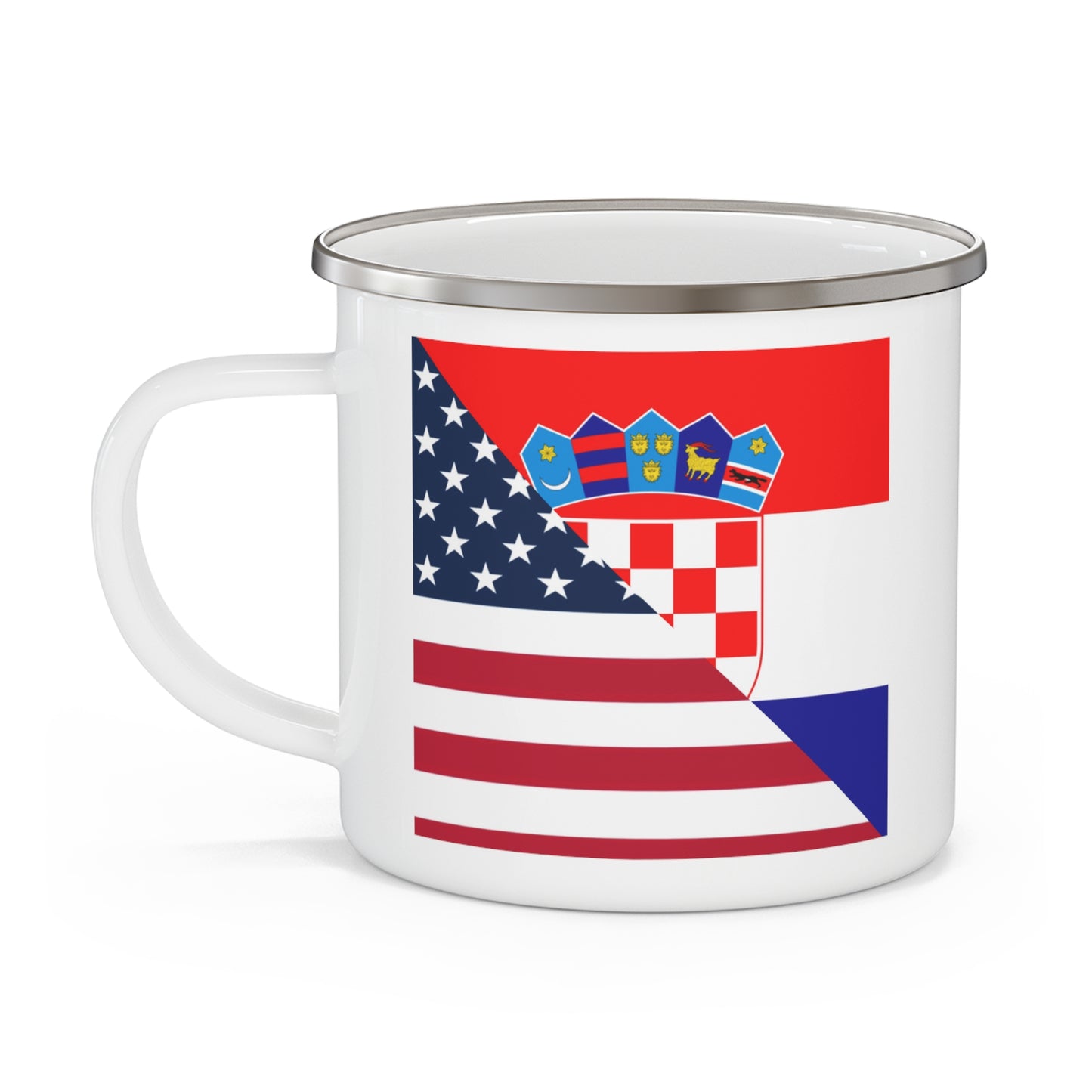 Croatian American Flag Croatia USA 12oz Enamel Mug