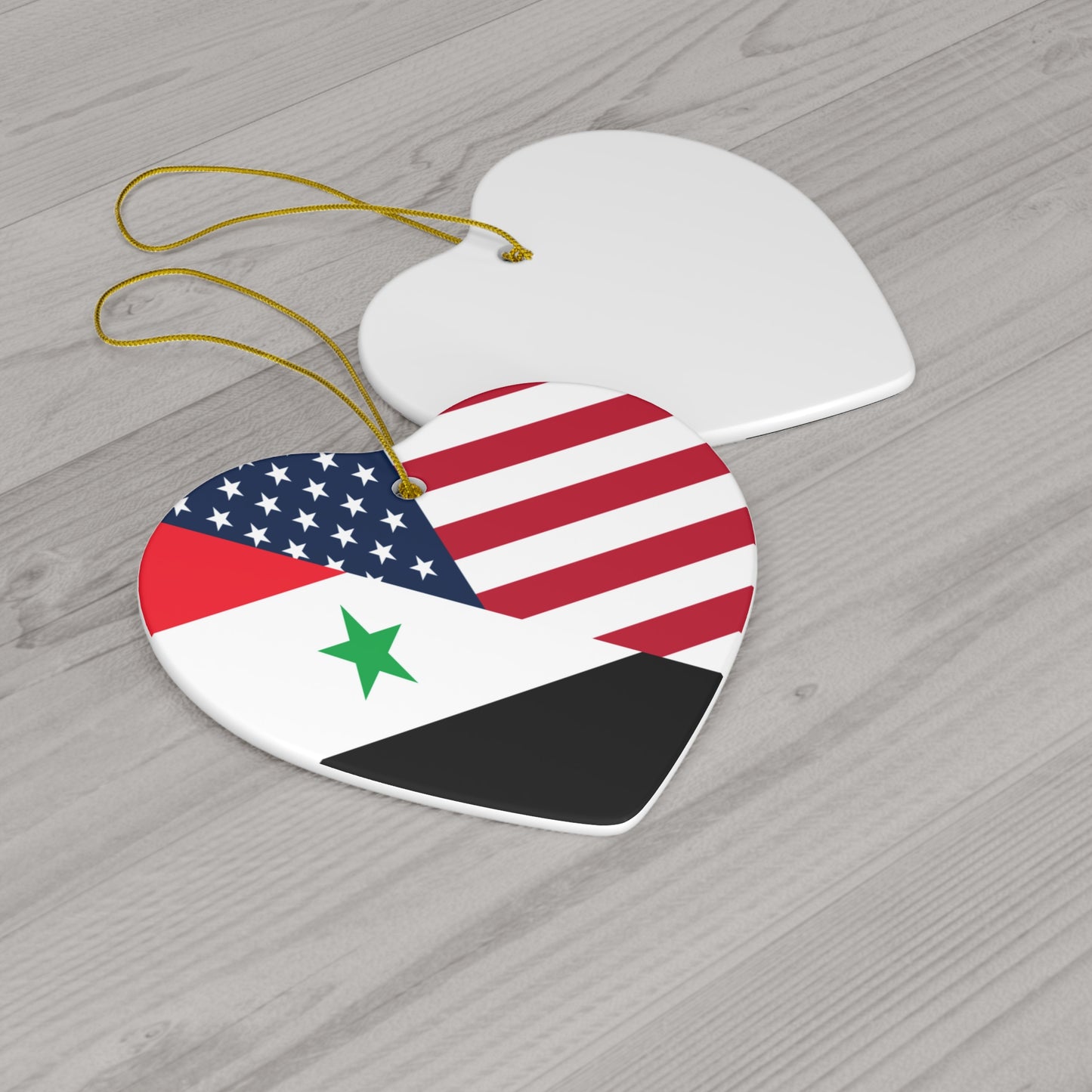 Syrian American Flag Half Syria USA Ceramic Ornament | Christmas Tree Ornaments