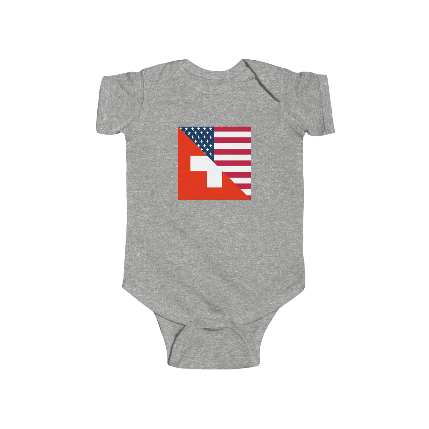 Swiss American Flag Baby Bodysuit | Unisex Switzerland USA Newborn Boy Girl