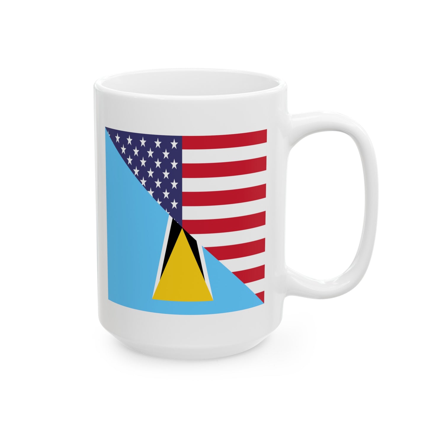 St Lucian American Flag St Lucia USA Ceramic Mug 11oz, 15oz Cup