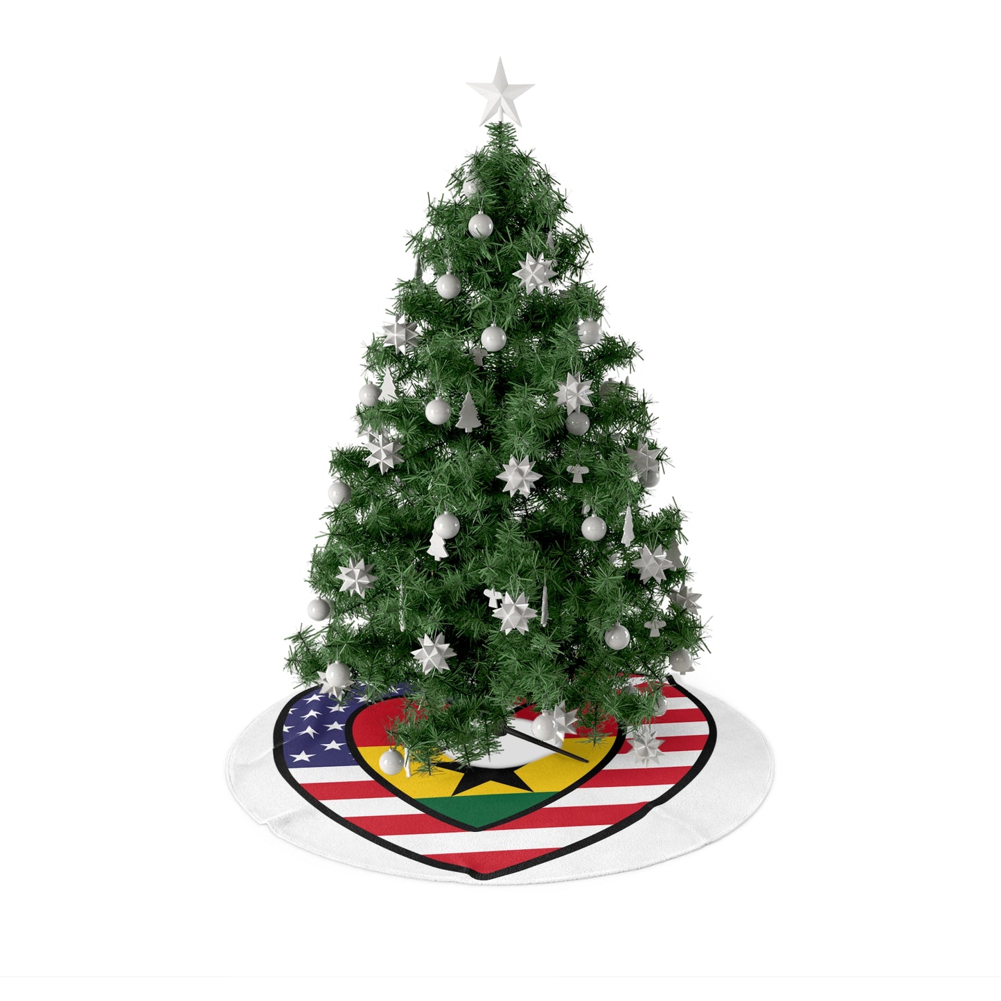 American Ghanaian Flag Inner Heart USA Ghana  Christmas Tree Skirt