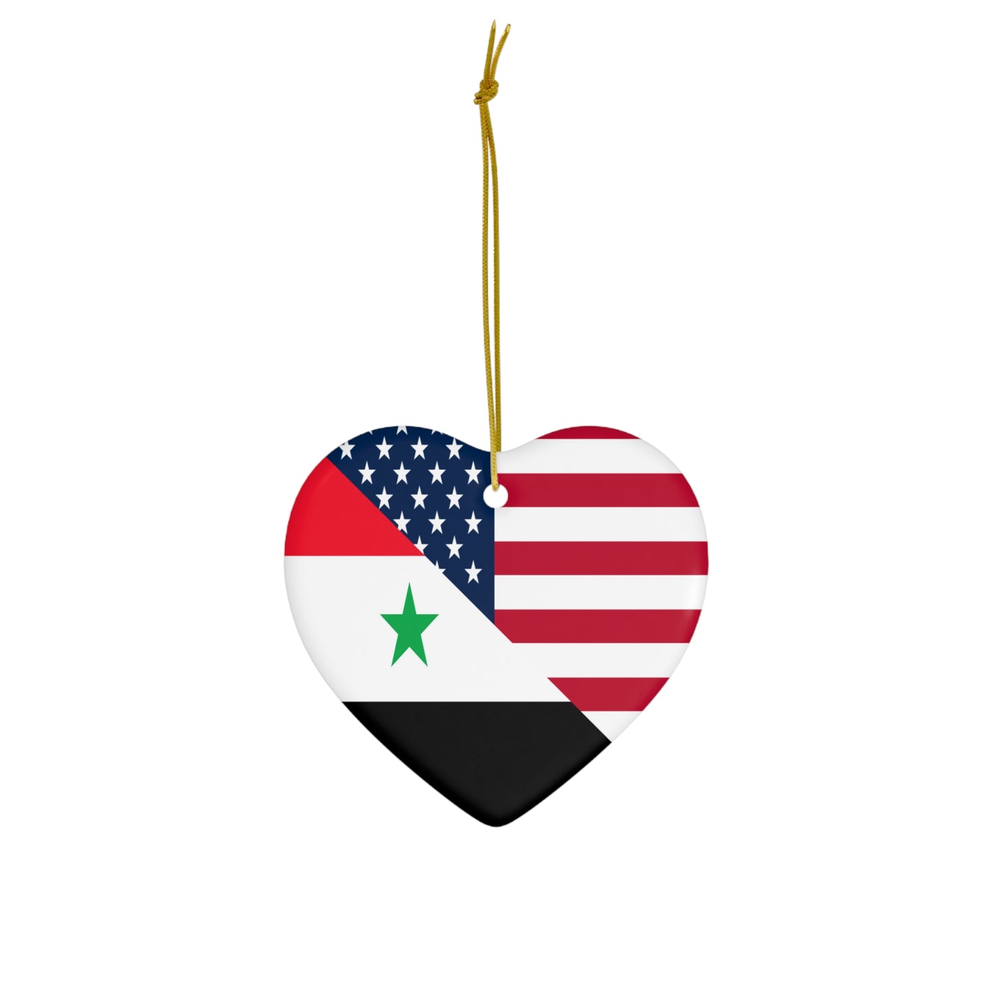 Syrian American Flag Half Syria USA Ceramic Ornament | Christmas Tree Ornaments