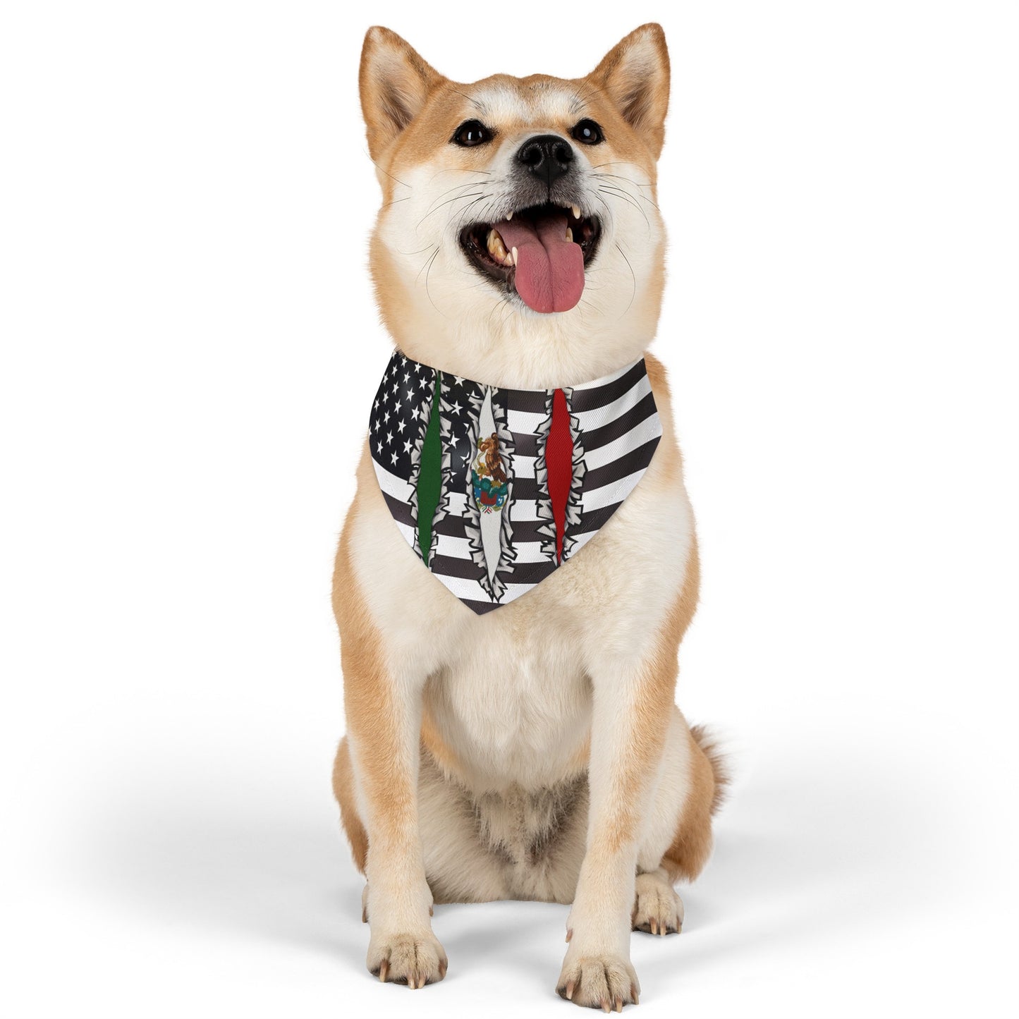 Mexican American Slashed Flag Pet Bandana Collar | USA US Mexico Dog Cat