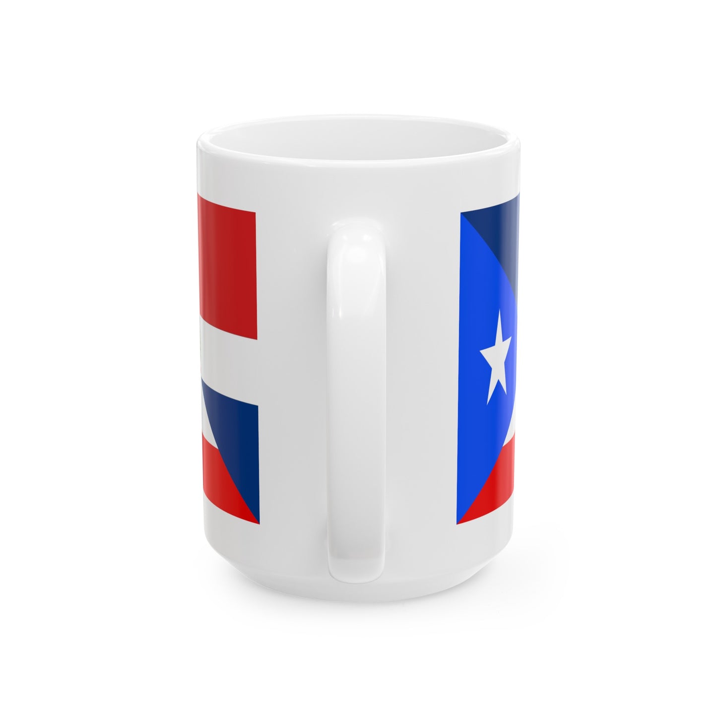 Puerto Rican Dominican Republic Flag Half PR DR Ceramic Mug 11oz, 15oz Cup