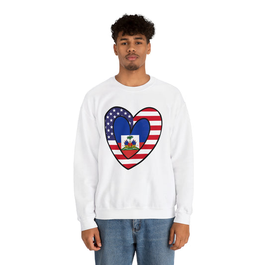 American Haitian Flag Inner Heart USA Haiti Unisex Sweatshirt