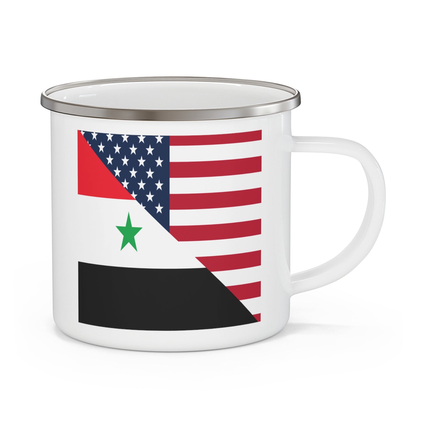 Syrian American Flag Half Syria USA 12oz Enamel Mug