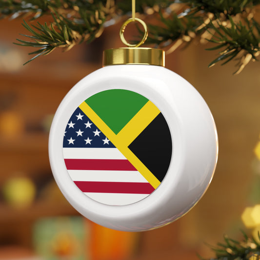 Jamaican American Flag | Jamaica United States Christmas Tree Ball Ornament