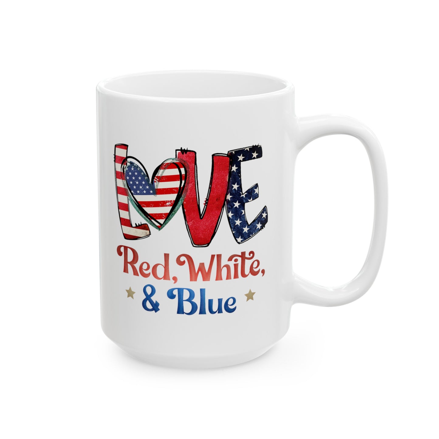 Love Red White And Blue Ceramic Mug 11oz, 15oz Cup