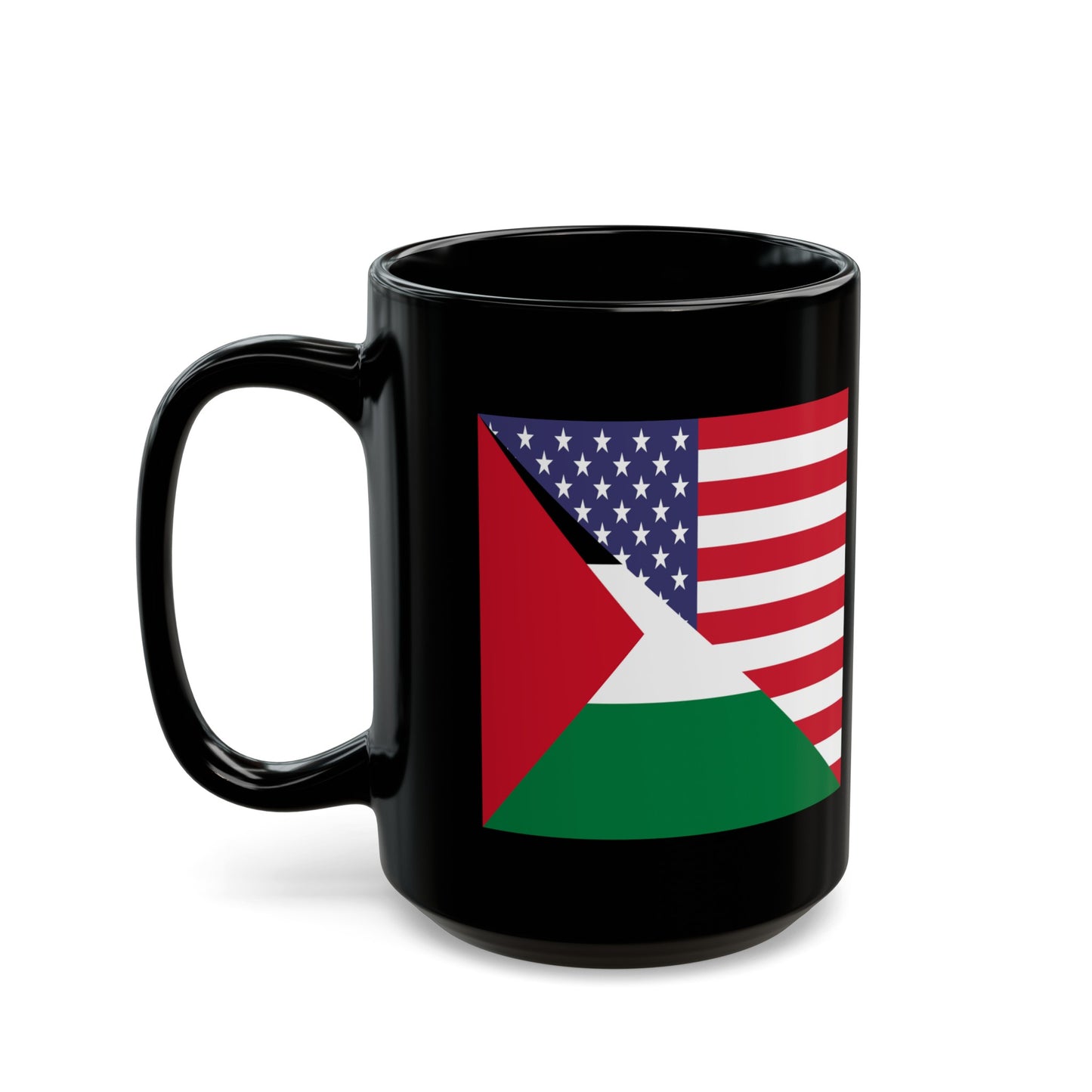 Palestine USA Flag Palestinian American Black Mug (11oz, 15oz)