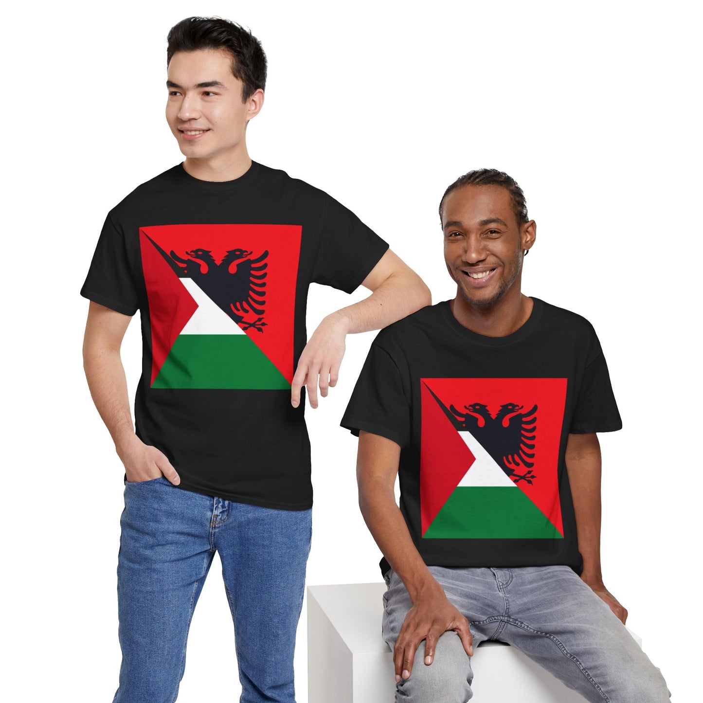 Albanian Palestinian Flag Half Albania Palestine T-Shirt | Unisex Tee Shirt