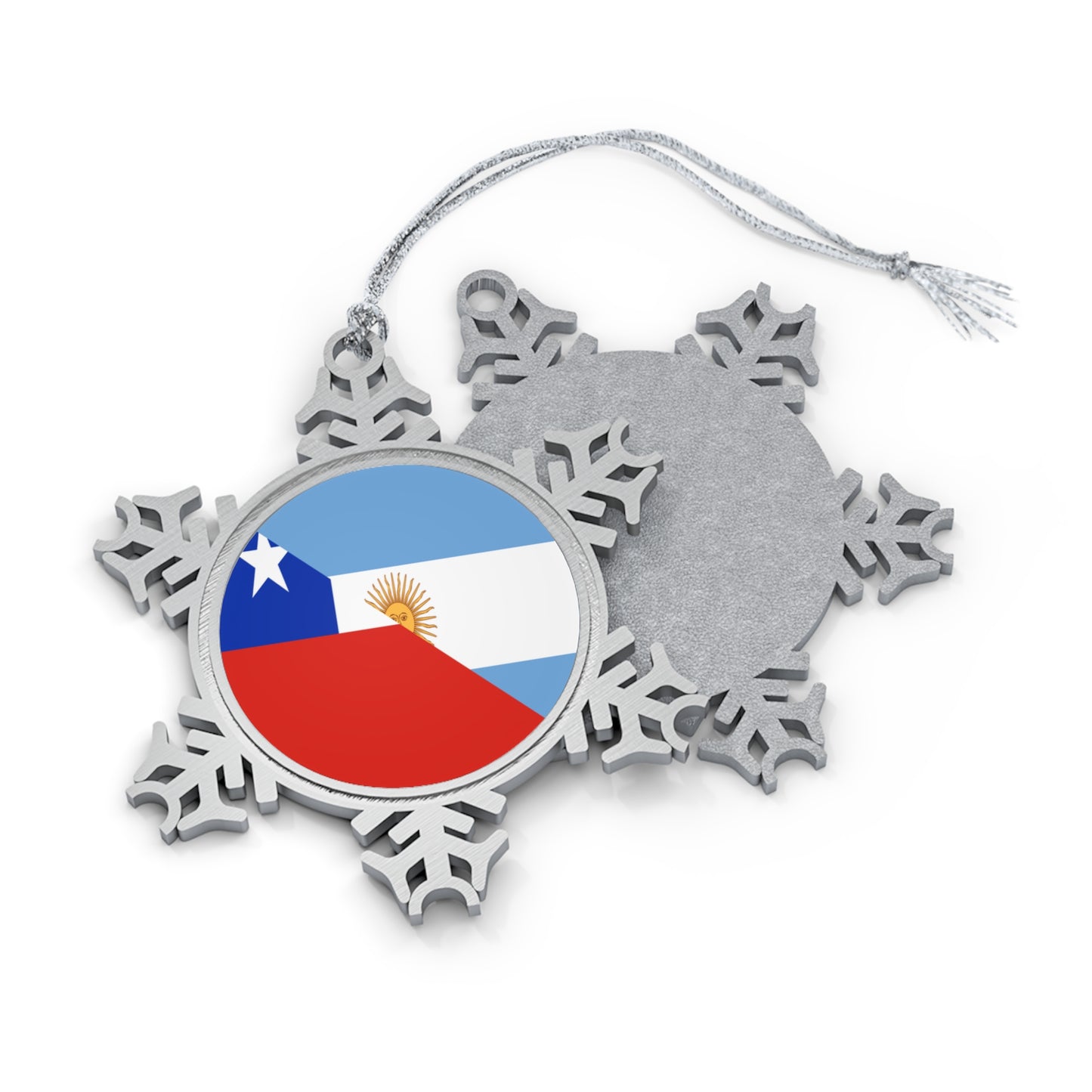 Argentinian Texan Flag Half Argentina Texas Pewter Snowflake Ornament