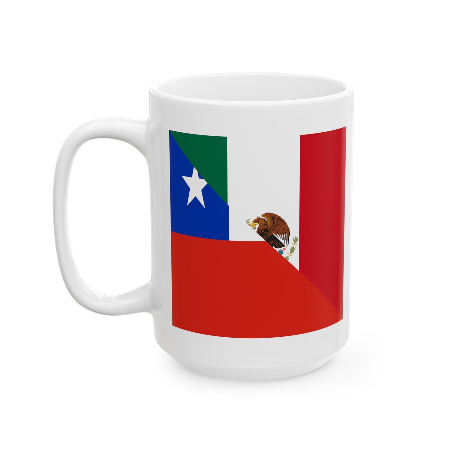 Mexican Texan Flag Half Mexico Texas Ceramic Mug 11oz, 15oz Cup