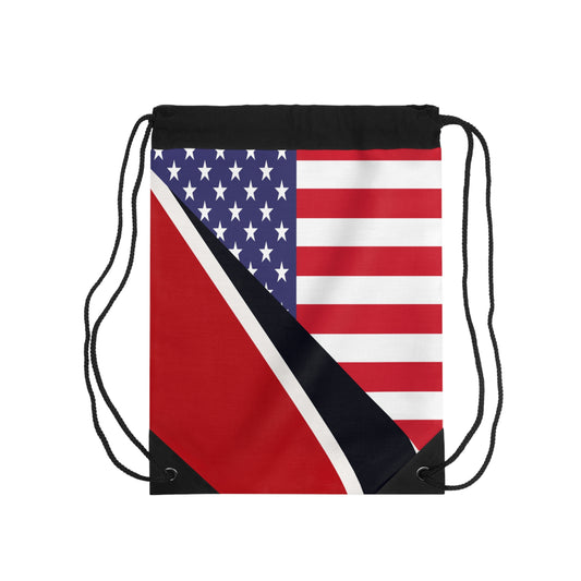 Trinidad American Flag Trini USA Drawstring Bag