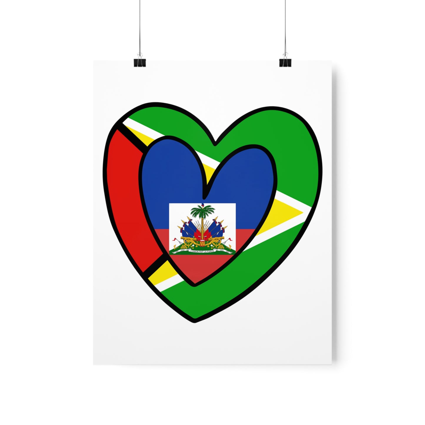 Guyanese Haitian Flag Inner Heart Guyana Haiti  Premium Matte Poster