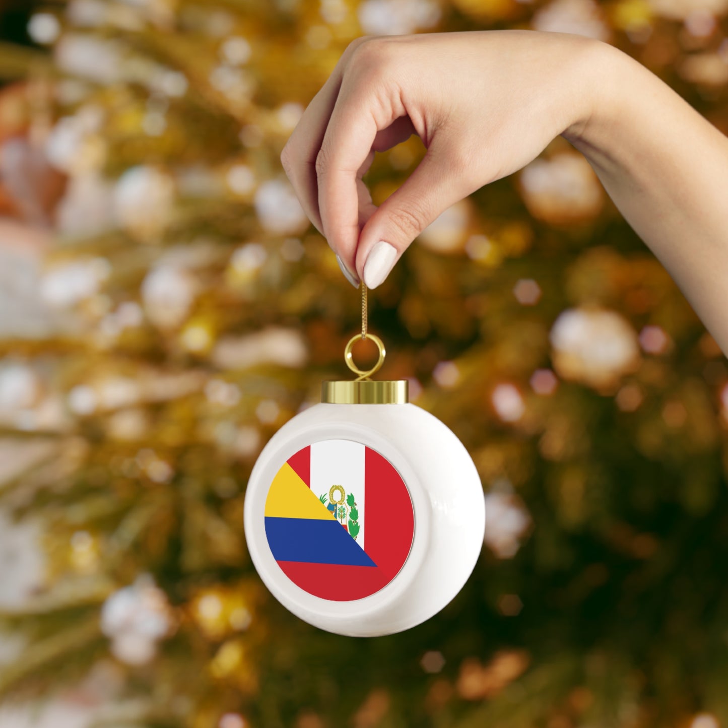 Peru Colombia Flag Peruvian Colombian Christmas Tree Ball Ornament