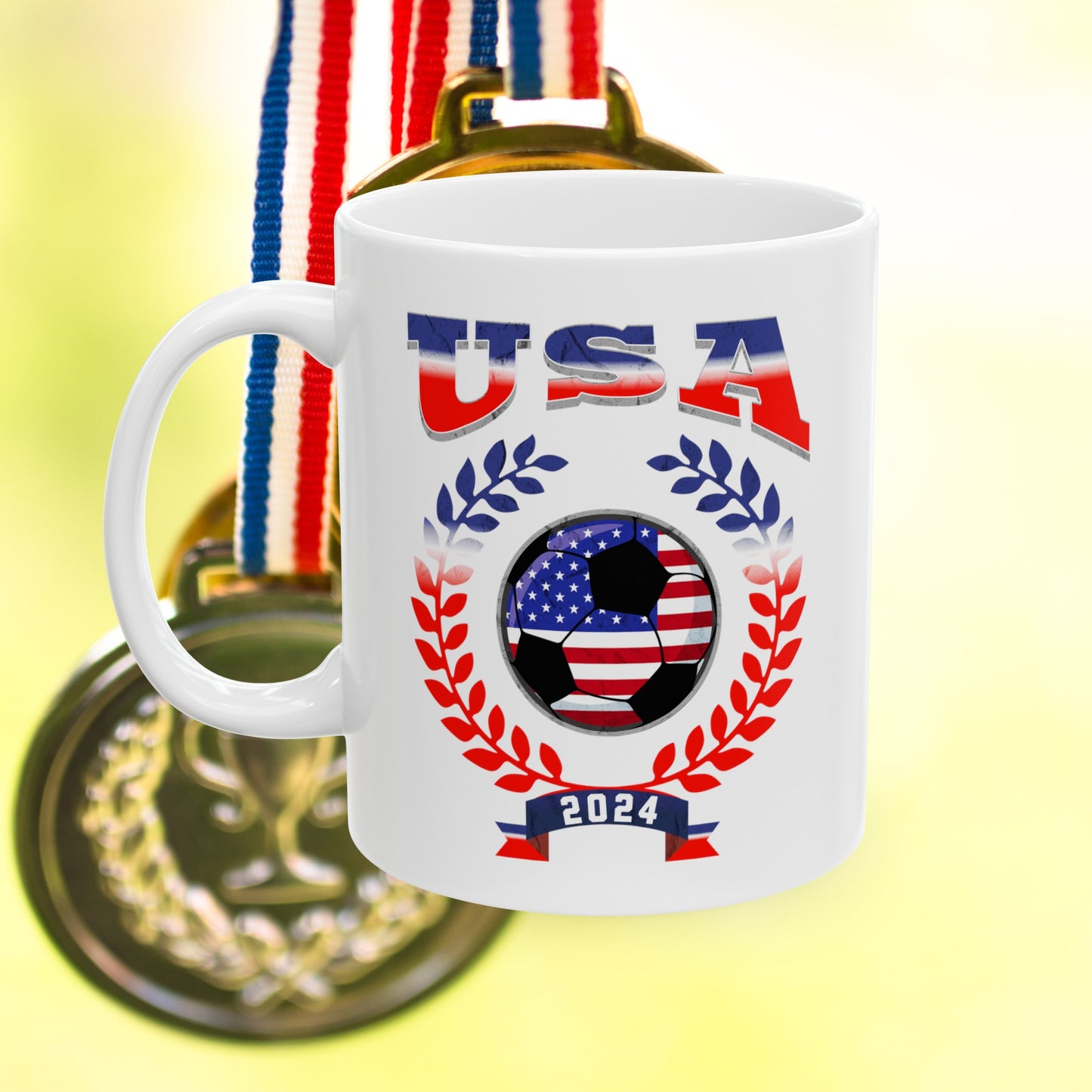 USA 2024 Soccer Football Championship Games American Team Ceramic Mug 11oz, 15oz Cup