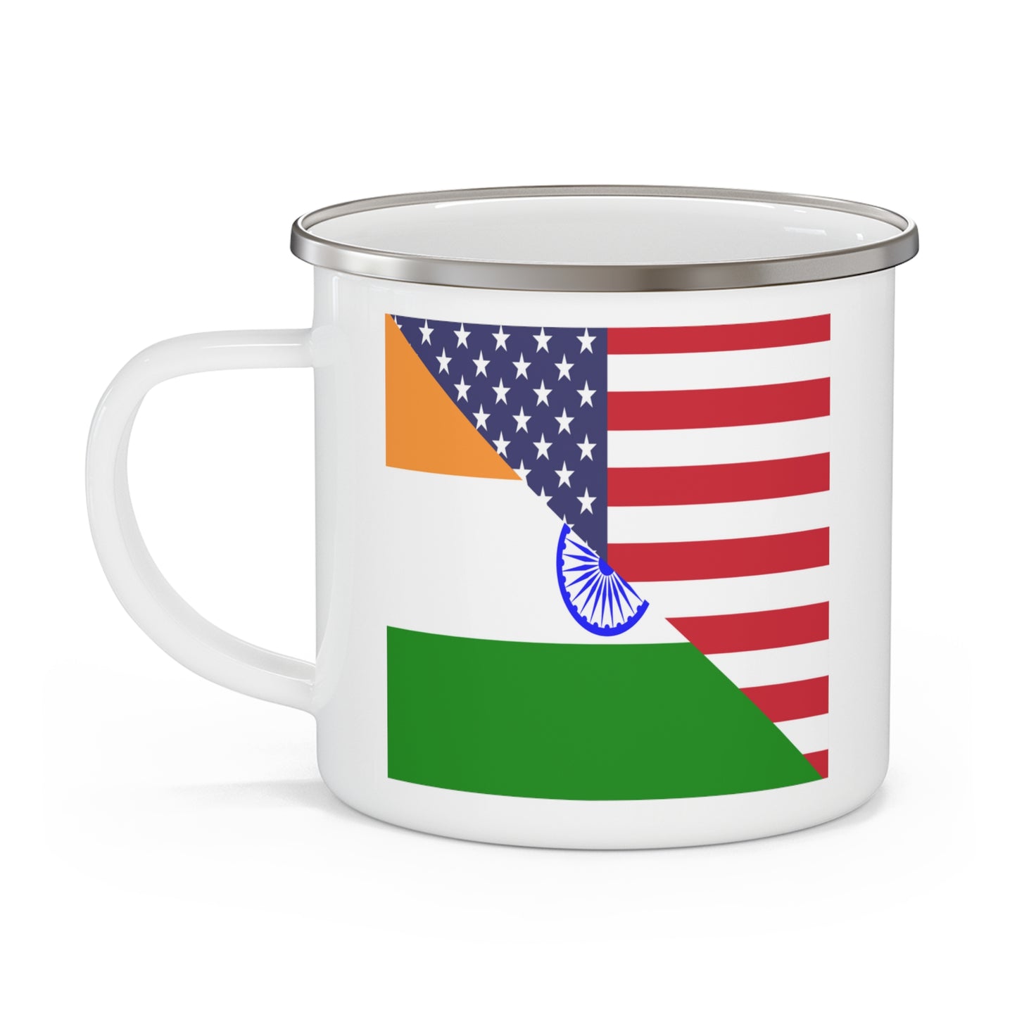 Indian American Flag Half India USA 12oz Enamel Mug