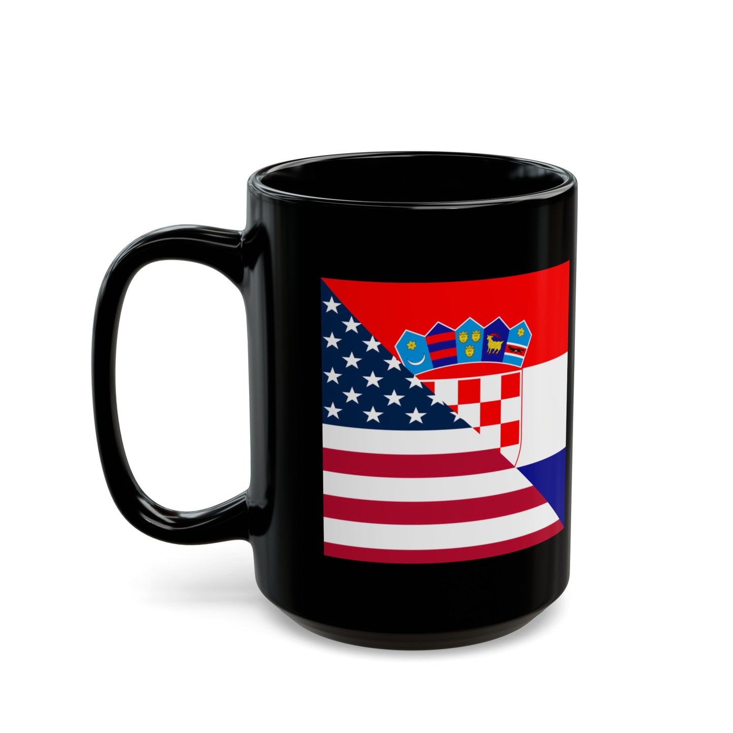 Croatian American Flag Croatia USA Black Mug (11oz, 15oz)