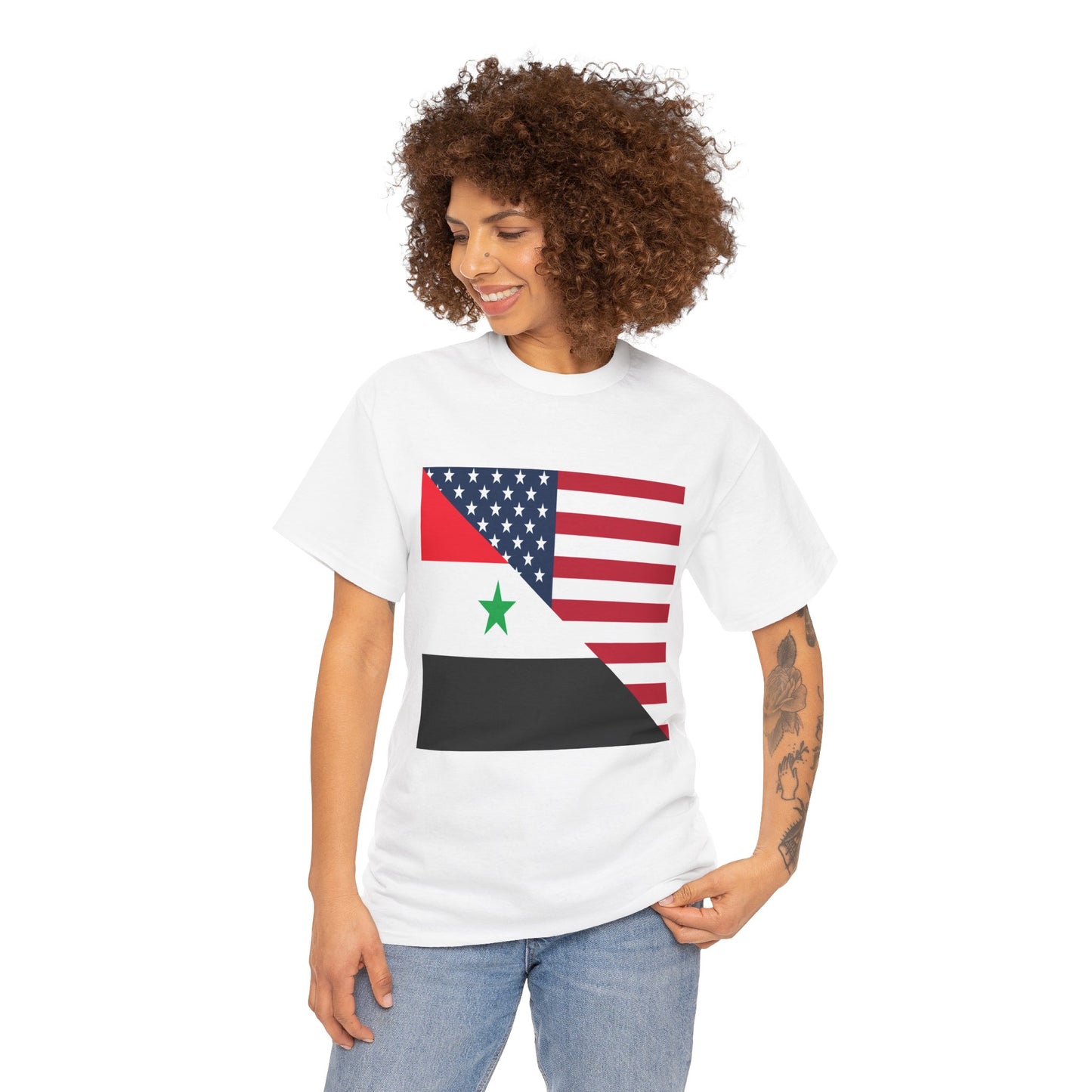 Syrian American Flag Half Syria USA T-Shirt | Unisex Tee Shirt