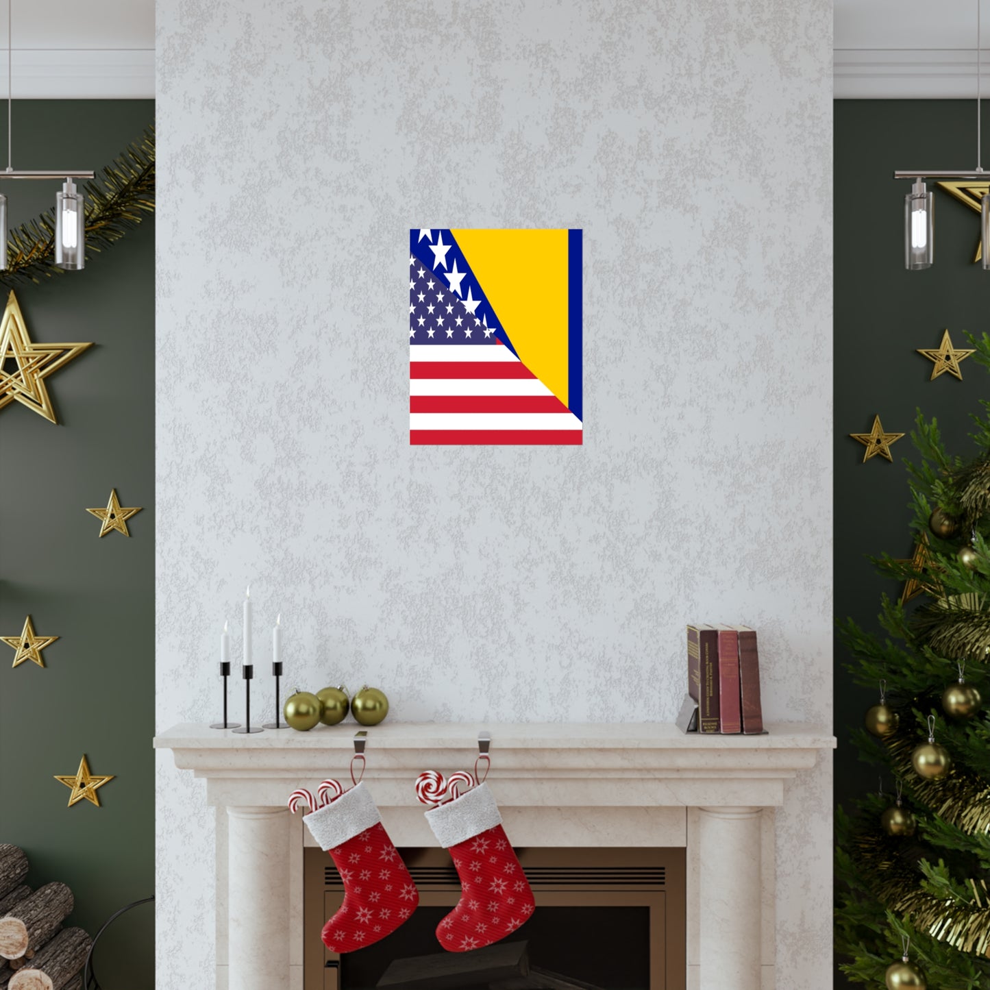 Bosnia Herzegovina American Flag Premium Matte Poster