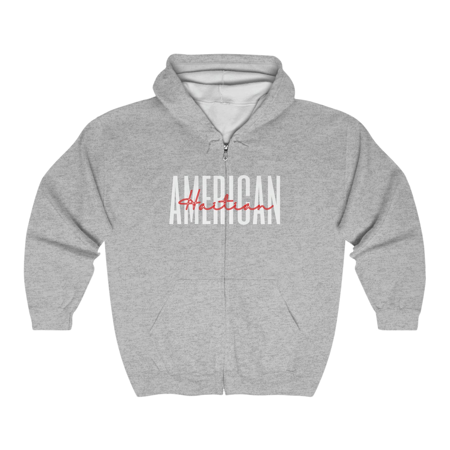 Haitian American Haiti Color Text Zip Hoodie | Hooded Sweatshirt