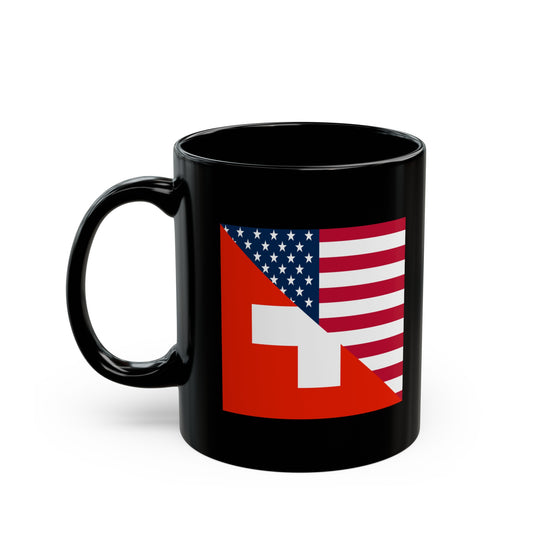 Swiss American Flag Switzerland USA Black Mug (11oz, 15oz)