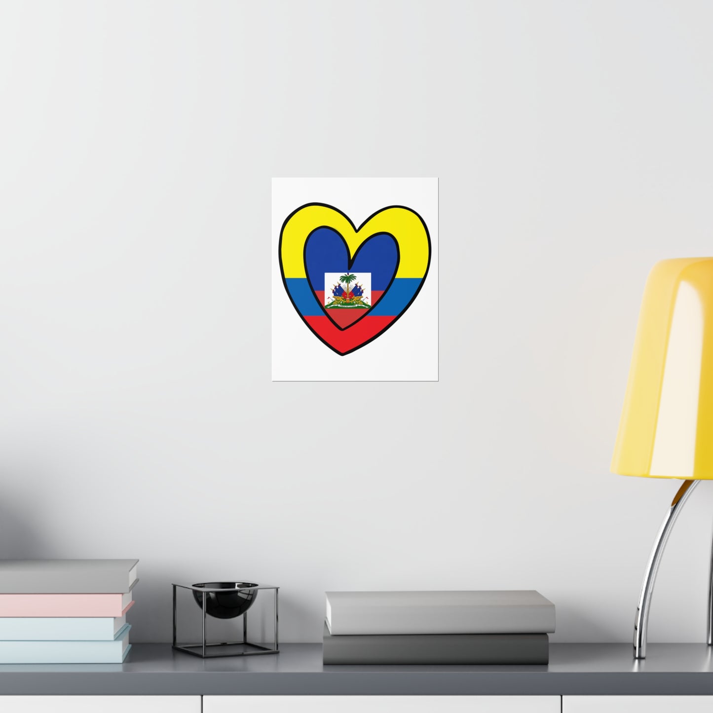 Colombian Haitian Flag Inner Heart Colombia Haiti  Premium Matte Poster